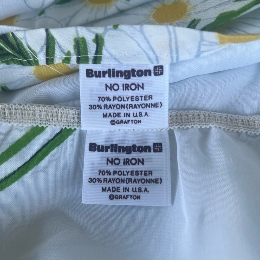 VTG Burlington Vera Daisy No Iron 2-Piece Floral Full Sheet Set Made in USA READ